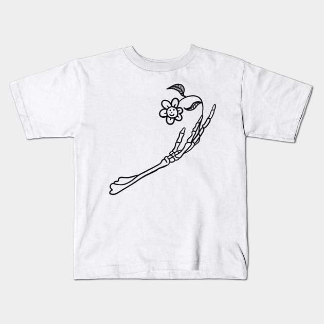 Skeleton flower Kids T-Shirt by Uglyblacksheep